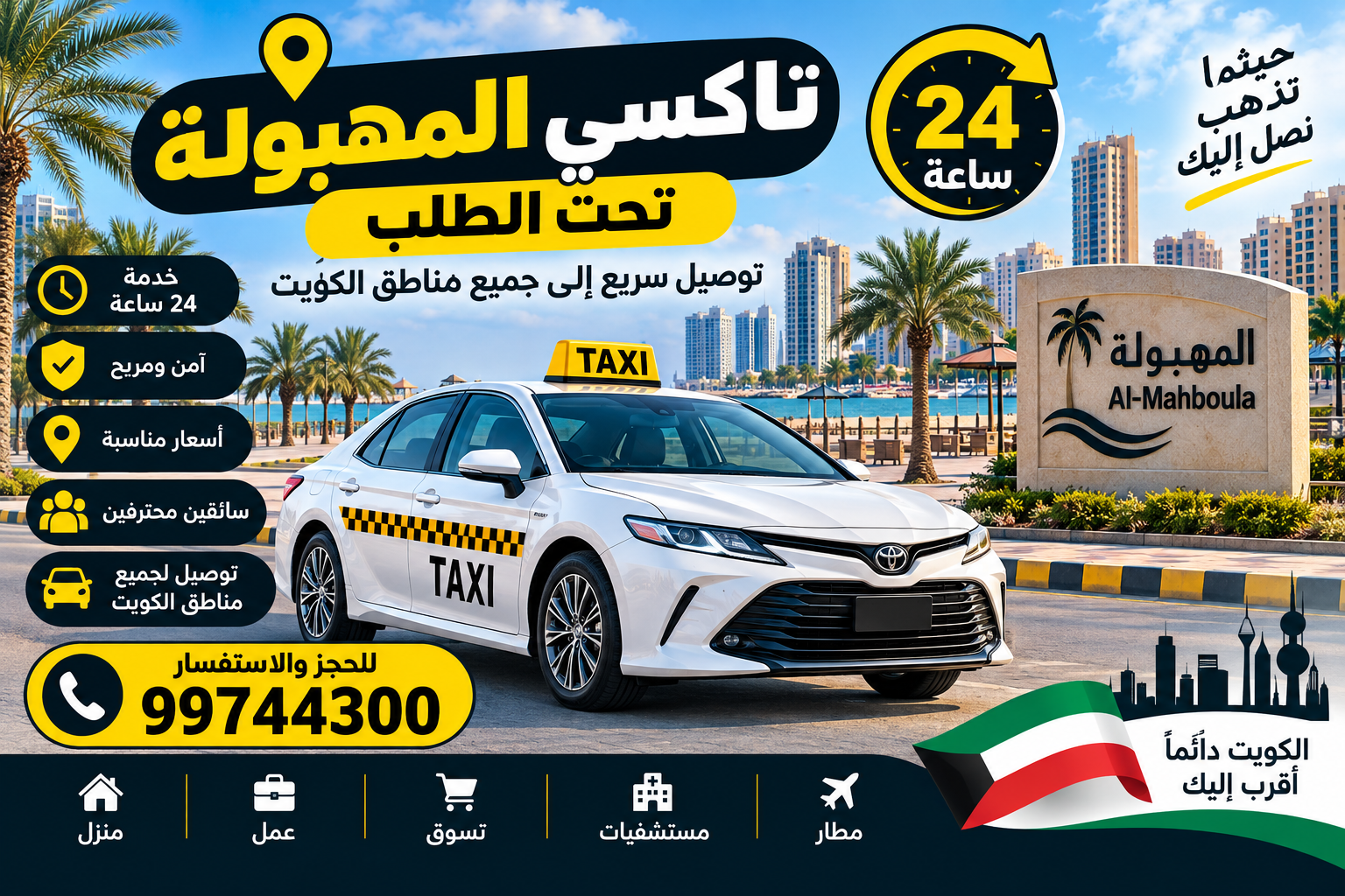 خدمات تاكسي المهبولة على مدار الساعة