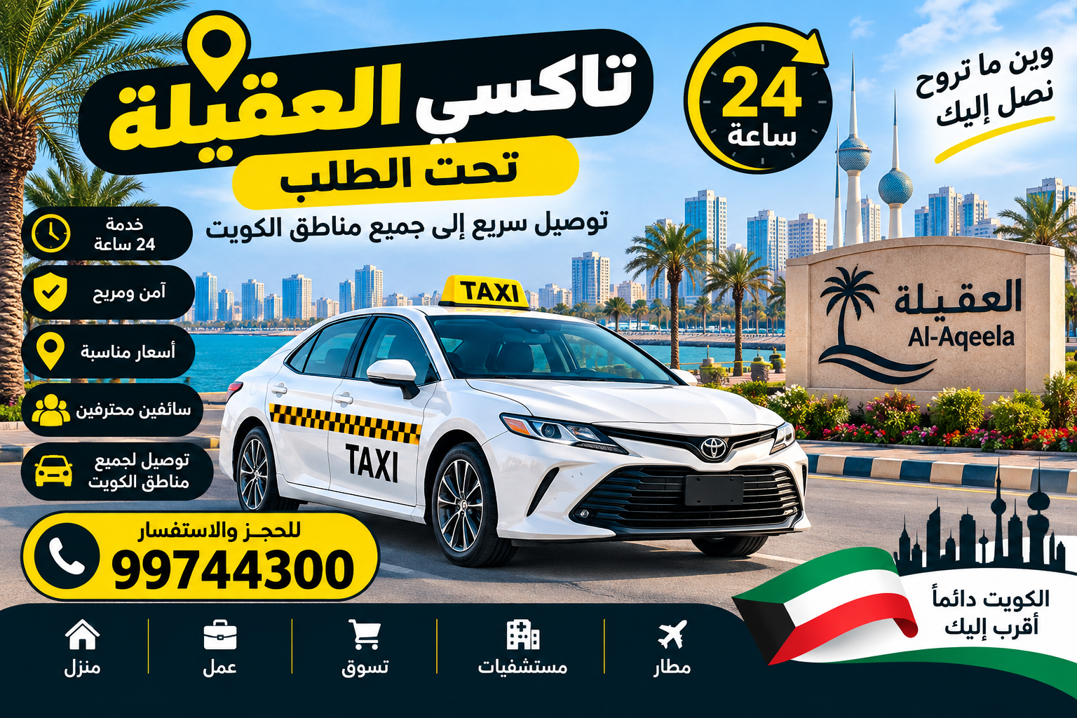 خدمات تاكسي العقيلة في الكويت