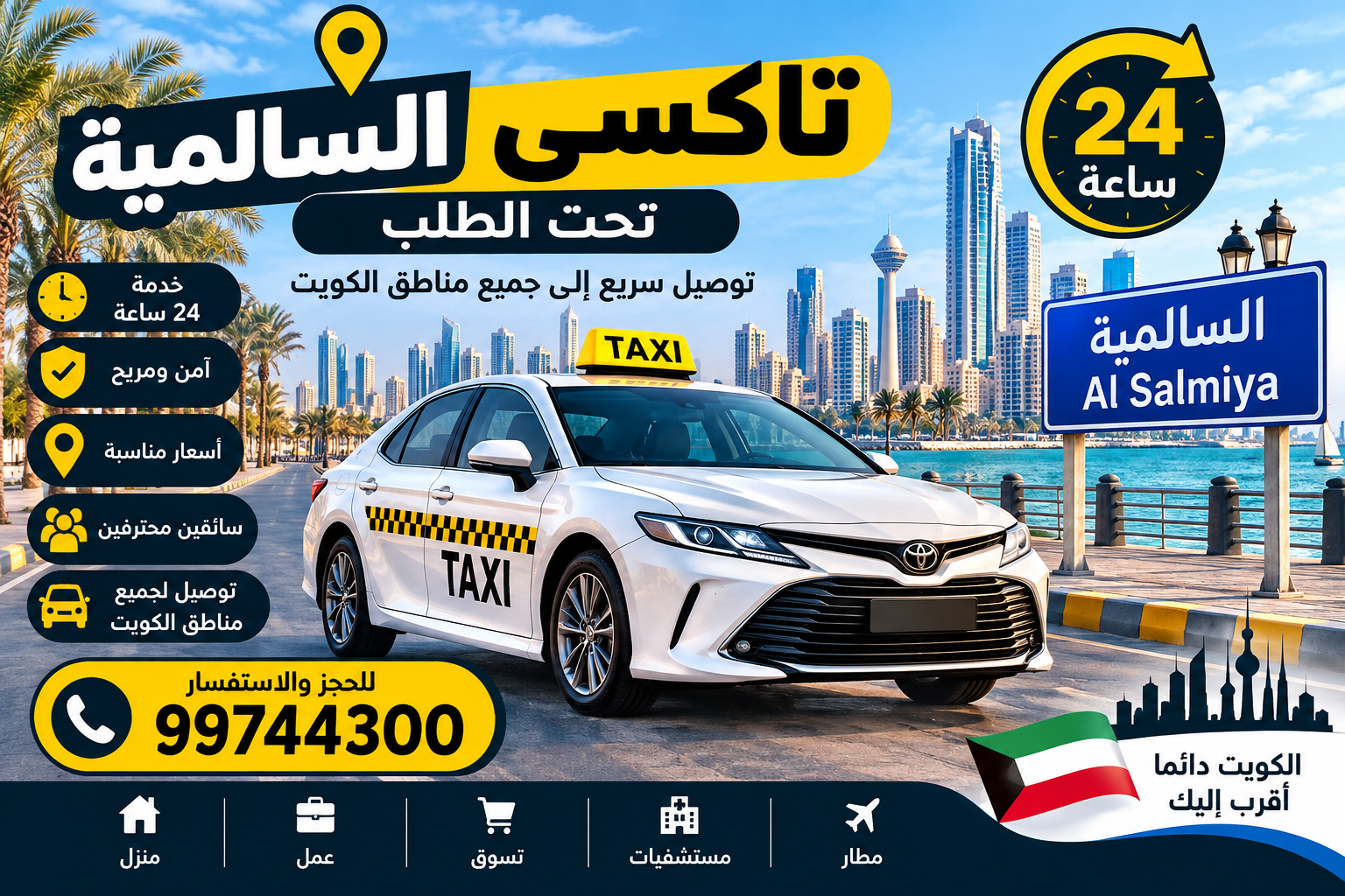 خدمات تاكسي السالمية على مدار الساعة